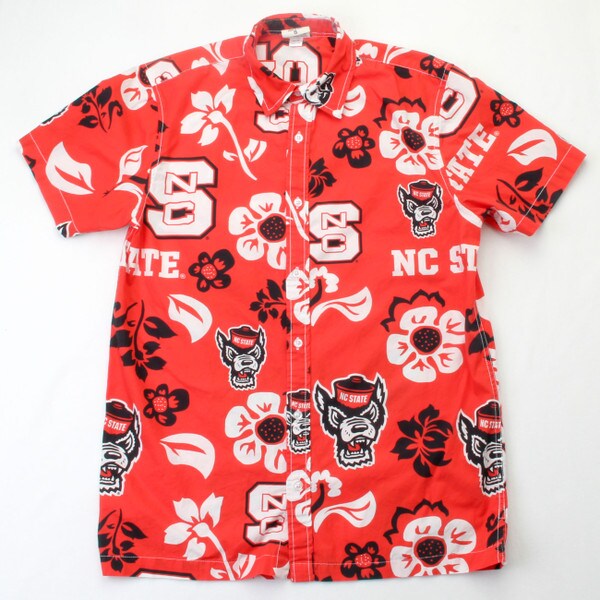 Red Floral Button Front Camp Shirt